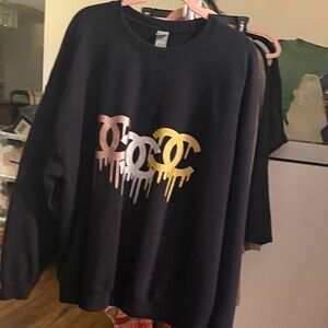 Black Sweatshirt with Dripping Logo Design